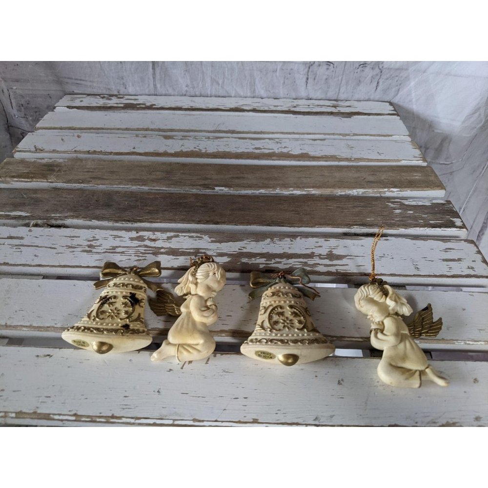 Vintage angel praying bells‎ ornament Xmas holiday